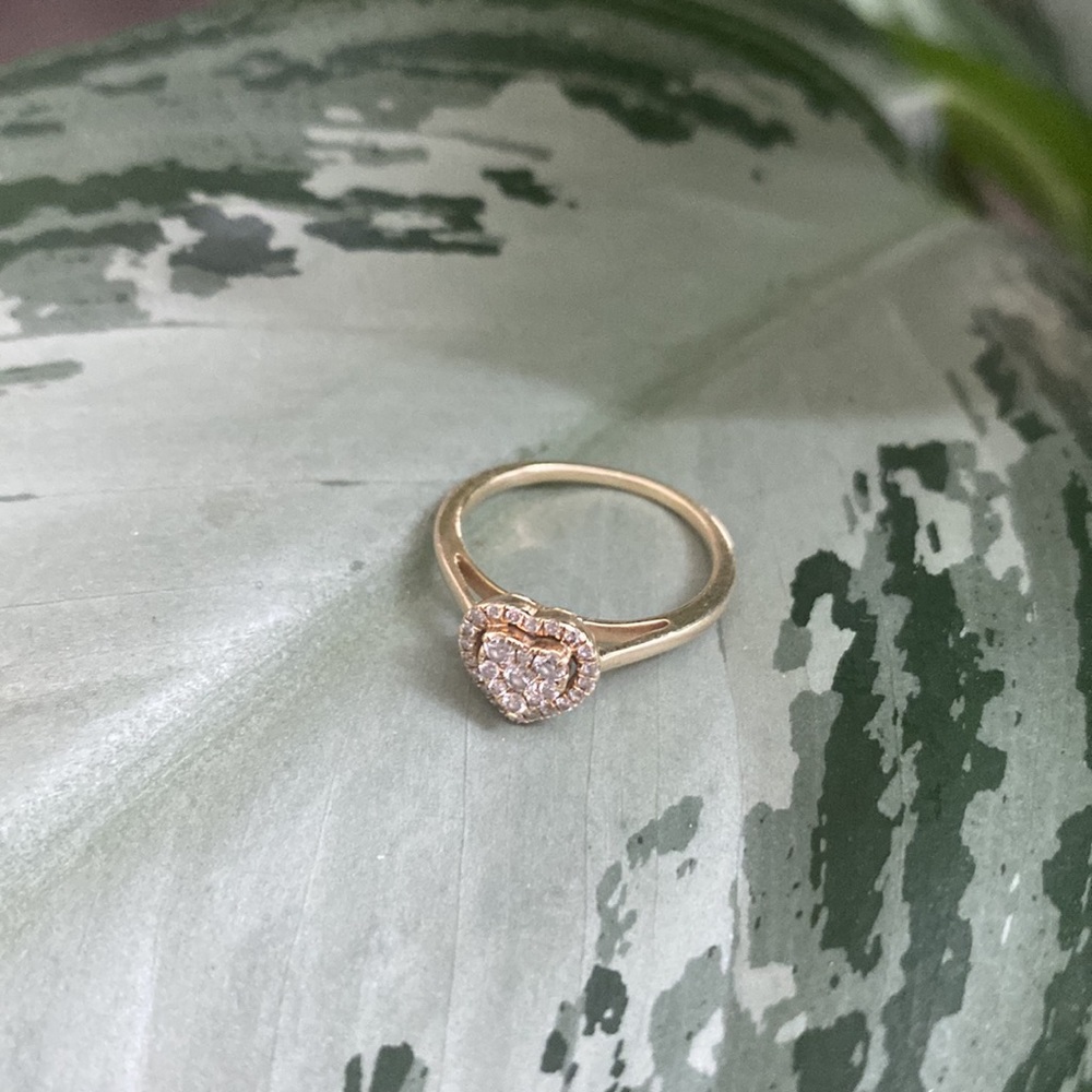 1/4 CT. T.W. Composite Diamond Heart Frame Promise Ring in 10K Gold